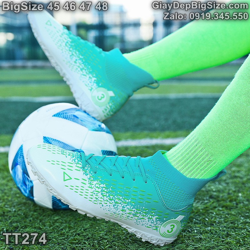 Giày đá bóng sân cỏ nhân tạo cỡ lớn 45 46 47 48 cho nam cao to chân ú bè. Big size soccer shoes for wide feet