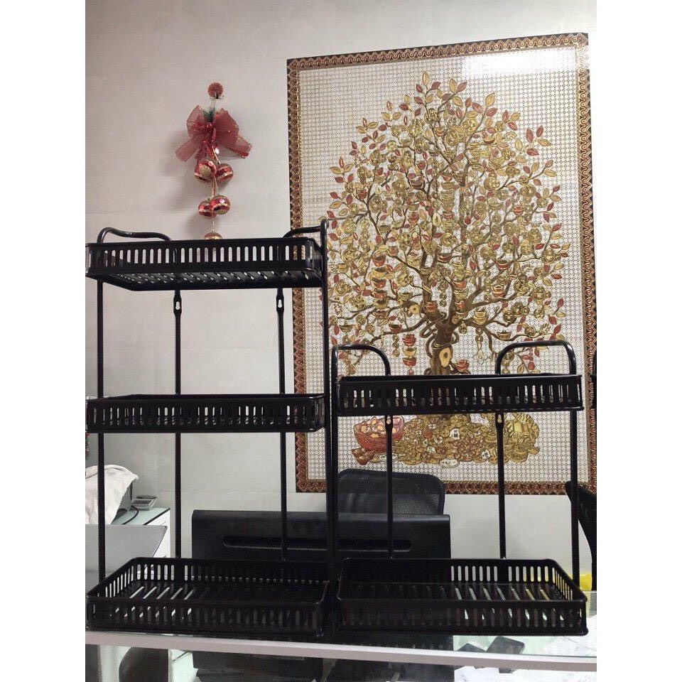 Kệ để gia vị,kệ để đồ nhà bếp,nhà tắm 2 tầng inox đa năng-đen