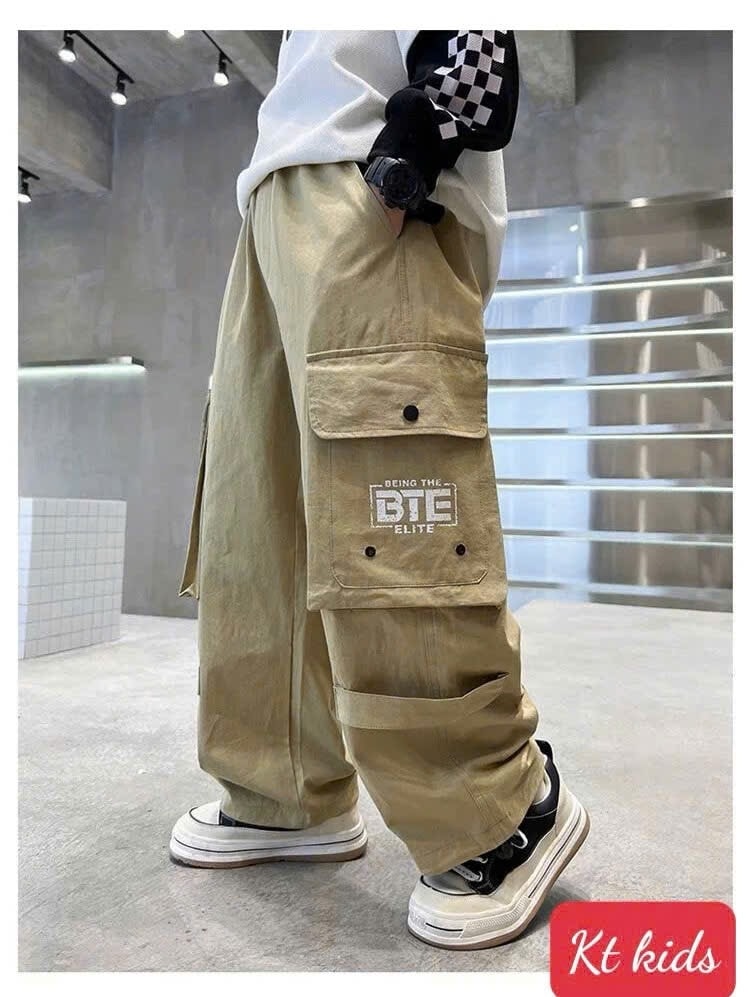 Quần dài túi hộp Jogger cho bé gái bé trai phối đồ đi chơi phong cách size 13-70kg chất kaki mềm mại