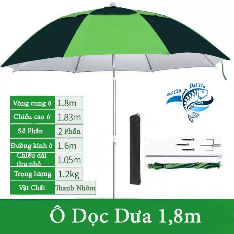 giảm giá Ô Câu Cá Ô Dù Che Nắng Mưa Hình Xanh Dọc Dưa 1.8m Siêu Bền Đẹp - tri ân quý khách