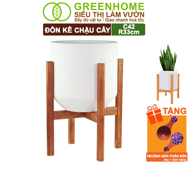 Đôn Kê Chậu Cây Greenhome, C42Xr30Cm, Đôn Gỗ Tràm Bền Cứng, Lắp Đặt Dễ Dàng, Tăng Tính Thẩm Mỹ Chậu Cây Cảnh - Kệ Chân Vuông C42
