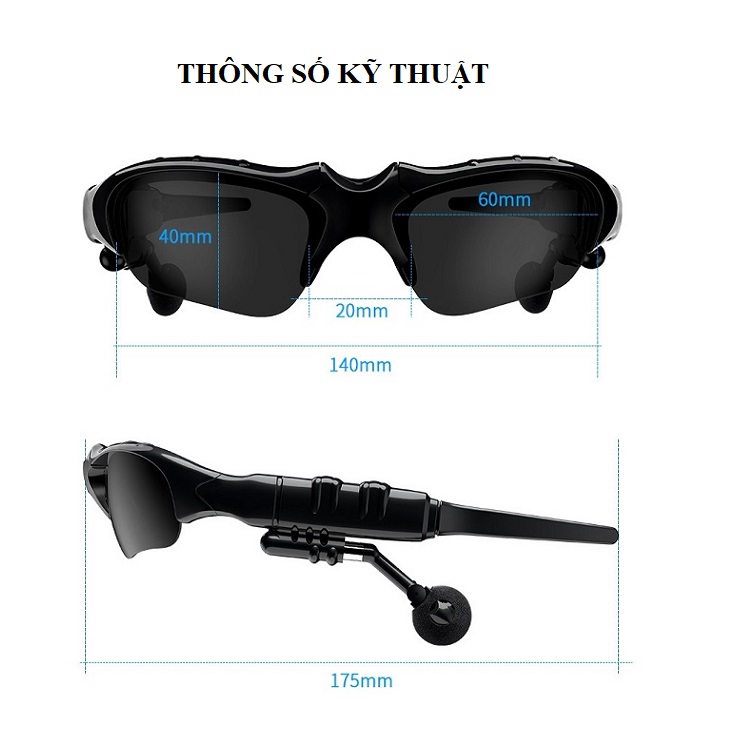 Tai Nghe Thể Thao Huqu Glasses Thiết Kế Dạng Kính Mắt Trẻ Trung Thời Trang - Di Chuyển Trên Đường Thuận Lợi - Hàng Chính Hãng