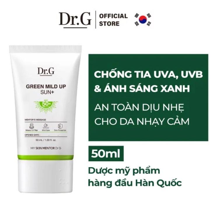 Kem chống nắng trắng da vật lý cho da nhạy cảm Dr.G Green Mild Up Sun+ SPF50+PA++++ Hàn Quốc 50ml