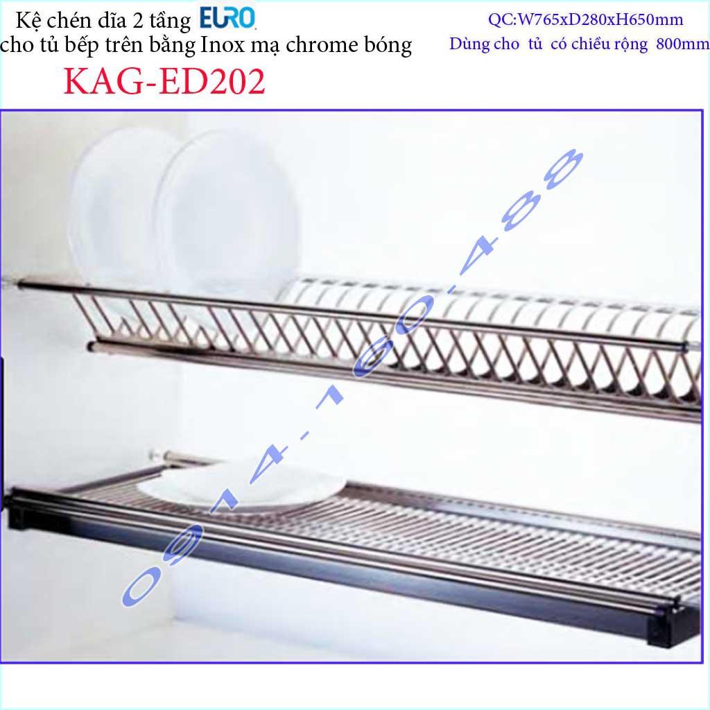 Kệ chén dĩa âm tủ KAG-ED202 - 76.5cm, Kệ chén bát chữ V 2 tầng Euro 76.5cm khay hứng Inox nước thiết kế đẹp tiện dụng