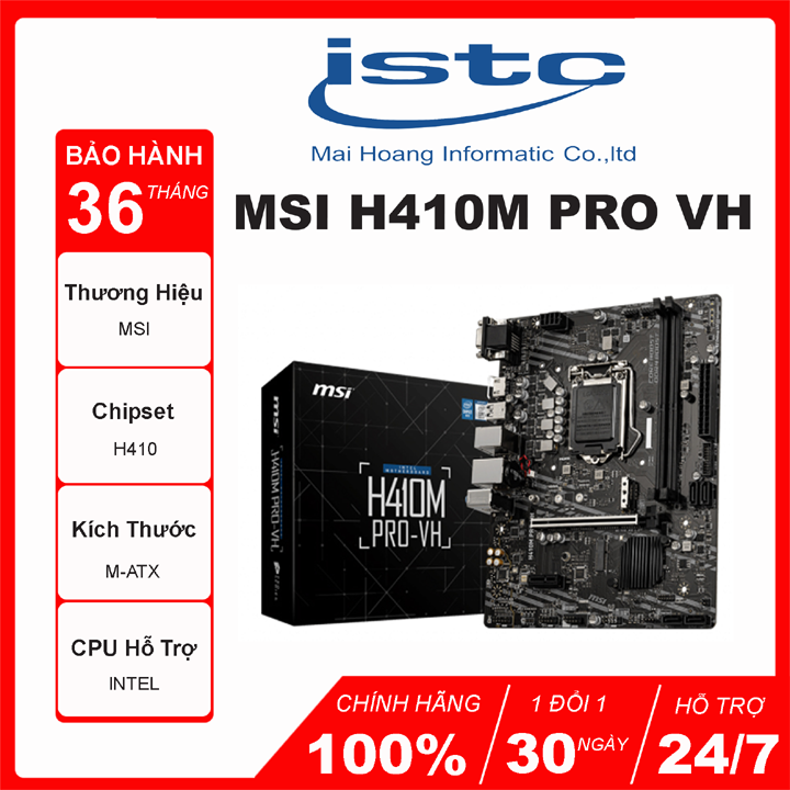Mainboard MSI H410M PRO-VH socket 1200 for Intel Gen 10th hàng chính hãng