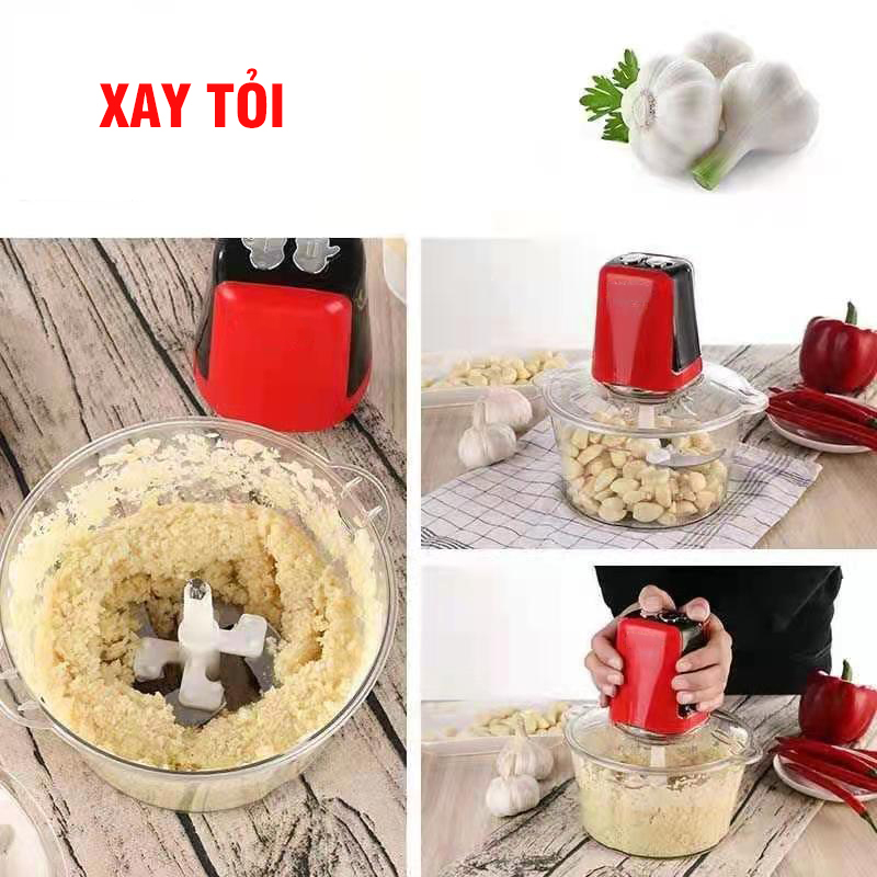 Máy Xay Thịt, Xay Tỏi Ớt 4 Lưỡi Cắt  Đa Công Dụng Công Suất Lớn 3 Chế Độ Cắt Băm Siêu Nhuyễn