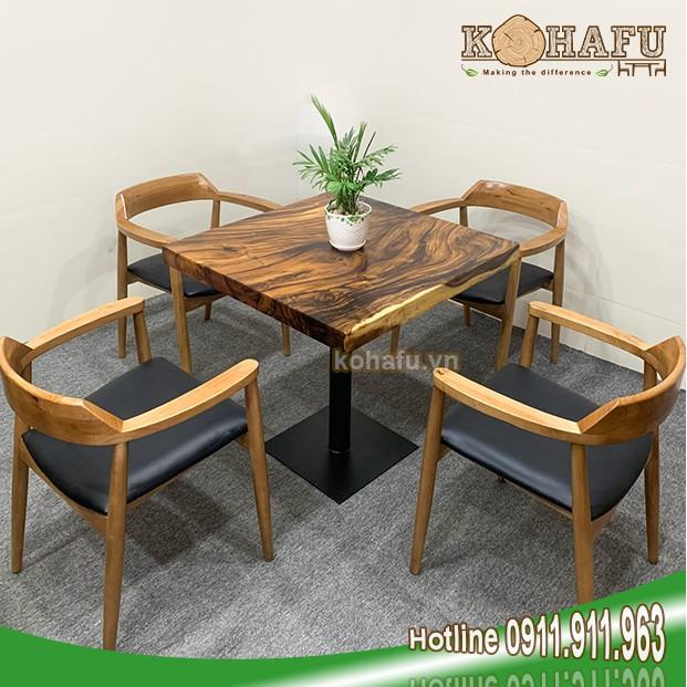 Mặt bàn vuông gỗ me tây nguyên tấm siêu hệ vân