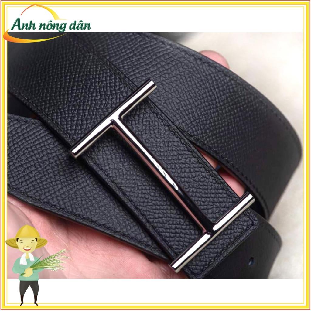 Thắt lưng nam da bê khâu tay thủ công cao cấp mặt khóa H size 32, dài 116cm - Đồ da handmade - Anh nông dân chính hiệu
