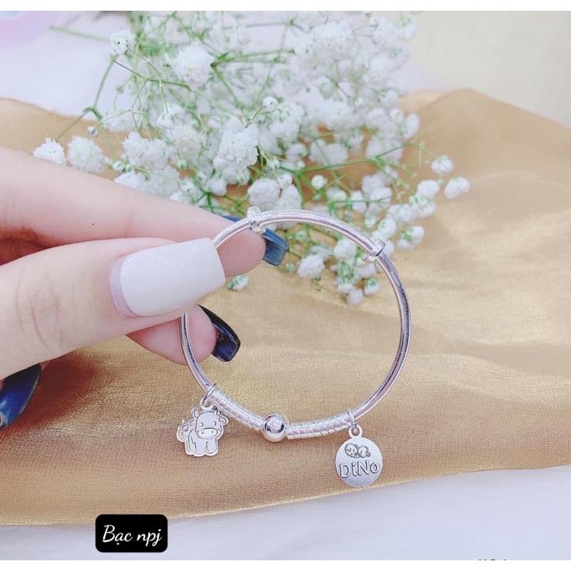 Lắc Tay cho bé, Vòng tay gắn con giáp kèm họa tiết ️ XINH XẮN ️Miễn Phí khắc - Bạc Npj