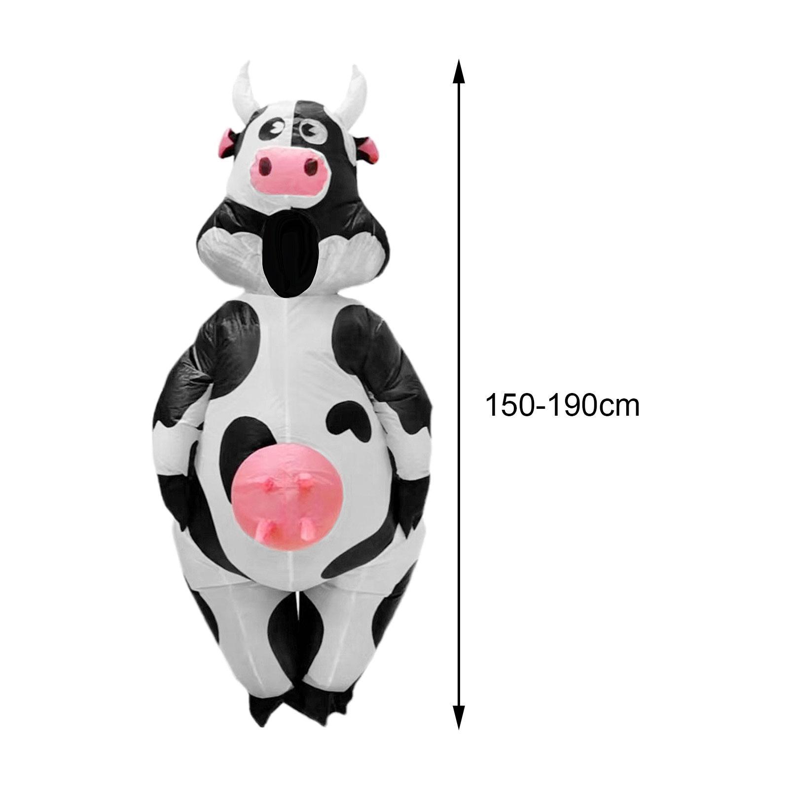 Inflatable Cow Costume Farm Animal Costume Role Play Clothing Blow Costume Fancy Dress for Party Holiday Halloween Carnival Cosplay Props