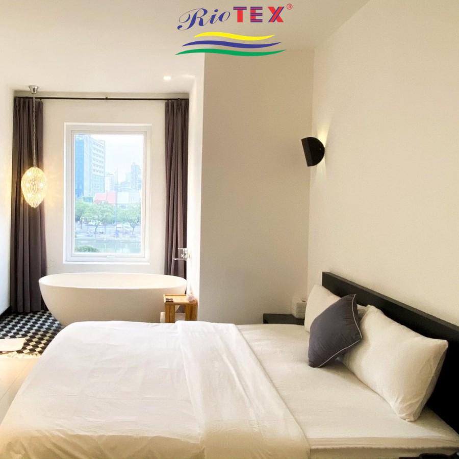 Vỏ Chăn Cotton Khách Sạn Trắng Trơn RIOTEX - Kích Thước 1m8x2m/ 2mx2m2 Mềm Mại Không Xù
