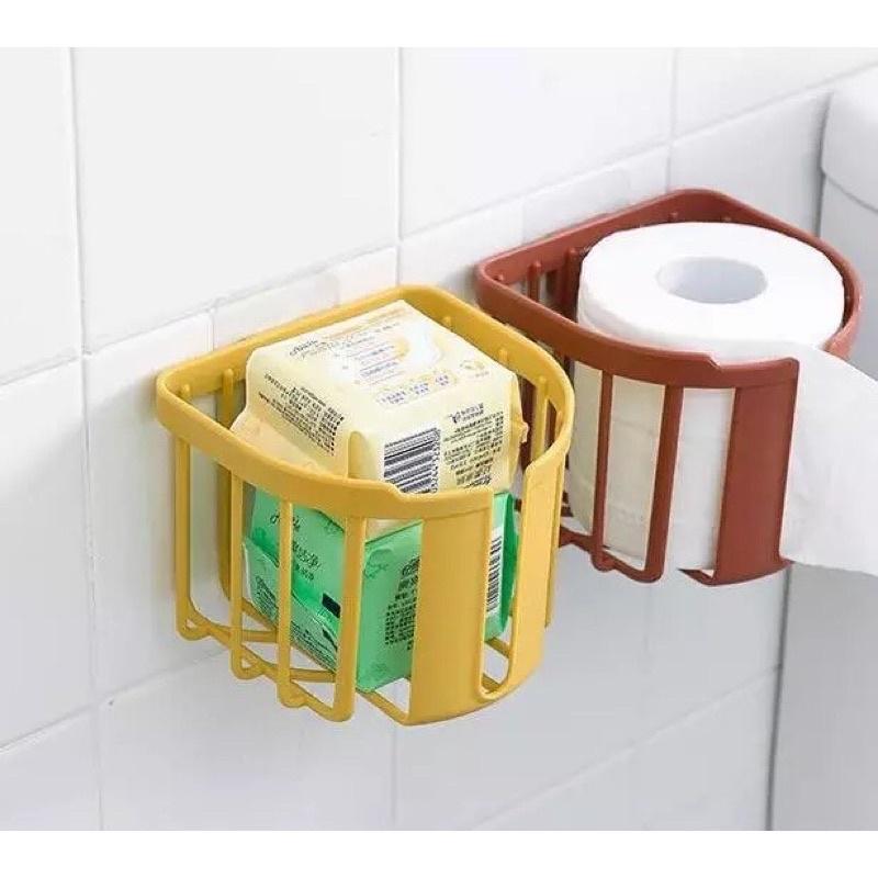 Giỏ đựng cuộn giấy vệ sinh treo tường - Giỏ để đồ đa năng dán tường tiện dụng (tặng kèm móc dán)