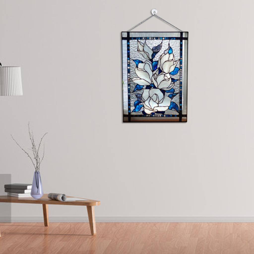 2x Stained Glass Window Panel  Handcrafted  w/ Chain