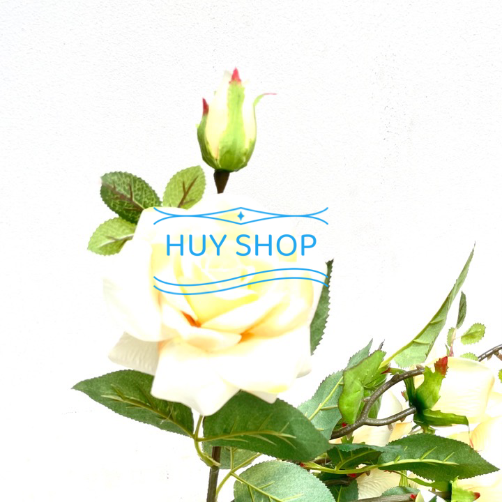 HOA GIẢ TRANG TRÍ - BÓ HOA HỒNG NỞ 7 BÔNG VẢI CAO CẤP