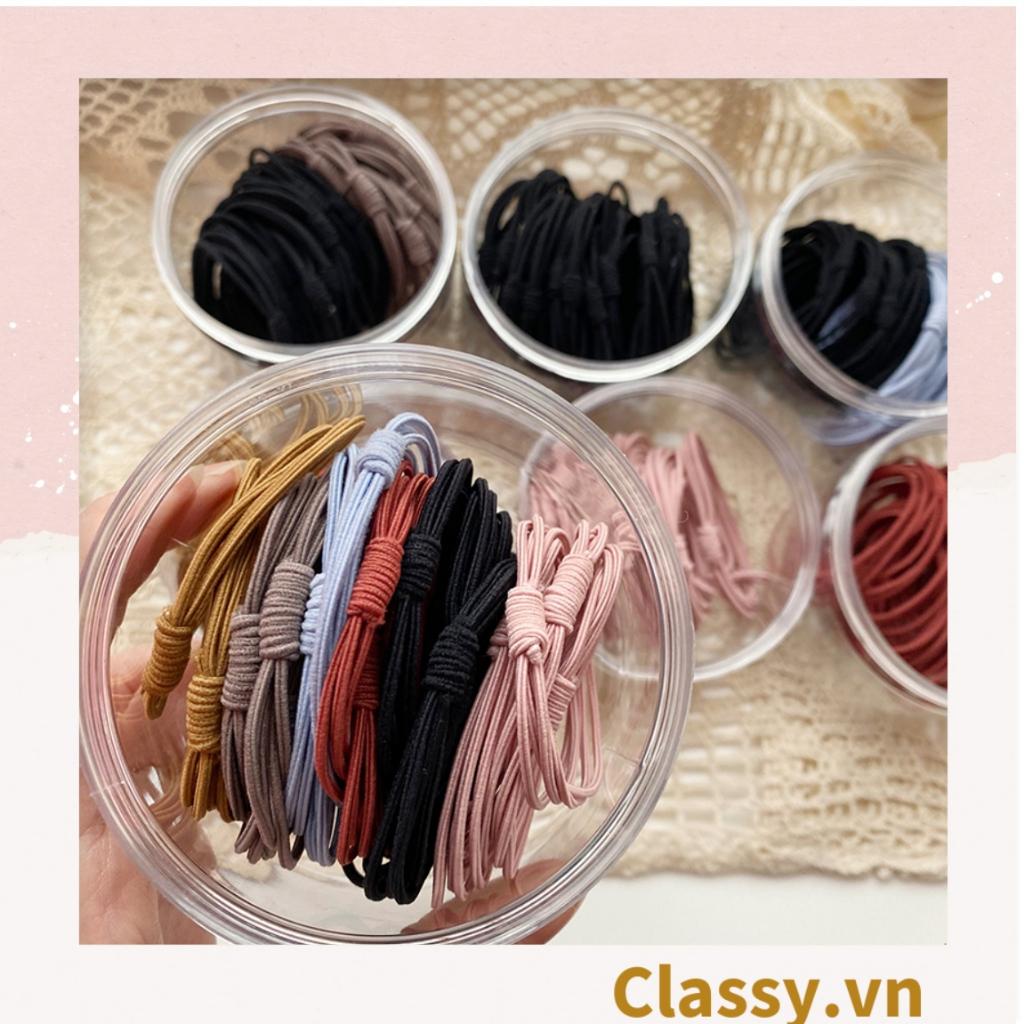 Dây cột tóc siêu dai siêu bền đơn giản nhiều màu lựa chọn đóng trong bao chống sốc trái tim PK1635