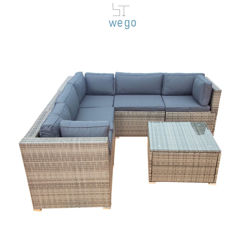 WEGO BỘ SOFA MÂY NHỰA NGOÀI TRỜI/ BỘ SOFA SÂN VƯỜN 5 CHỖ NGỒI//Outdoor Furniture Rattan Chair Sofa Set Balcony Table Garden Sofa 3 seater