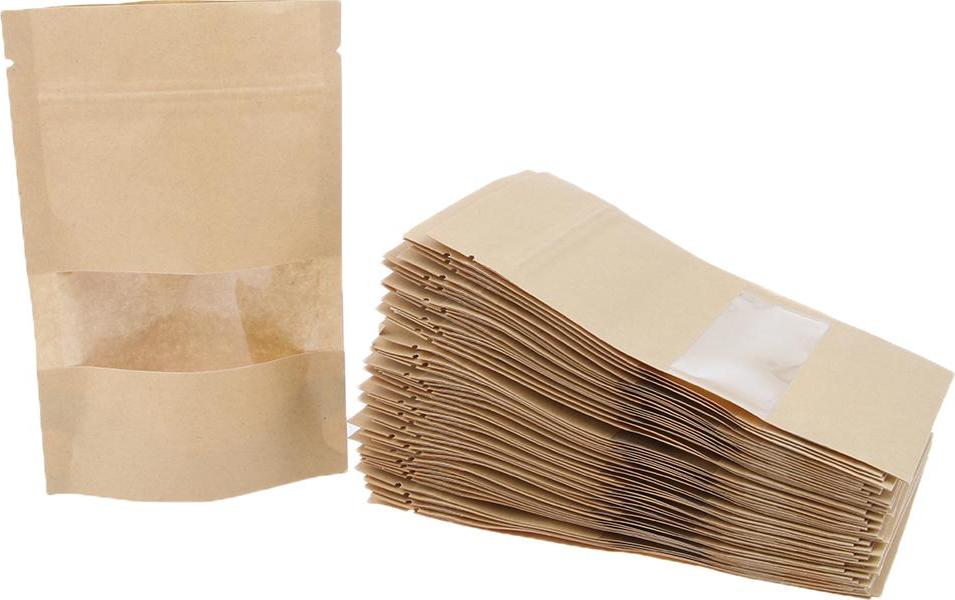 Túi Giấy 50x Đứng Lên Túi đựng Thực Phẩm Khóa Zip Bao Bì W / Window