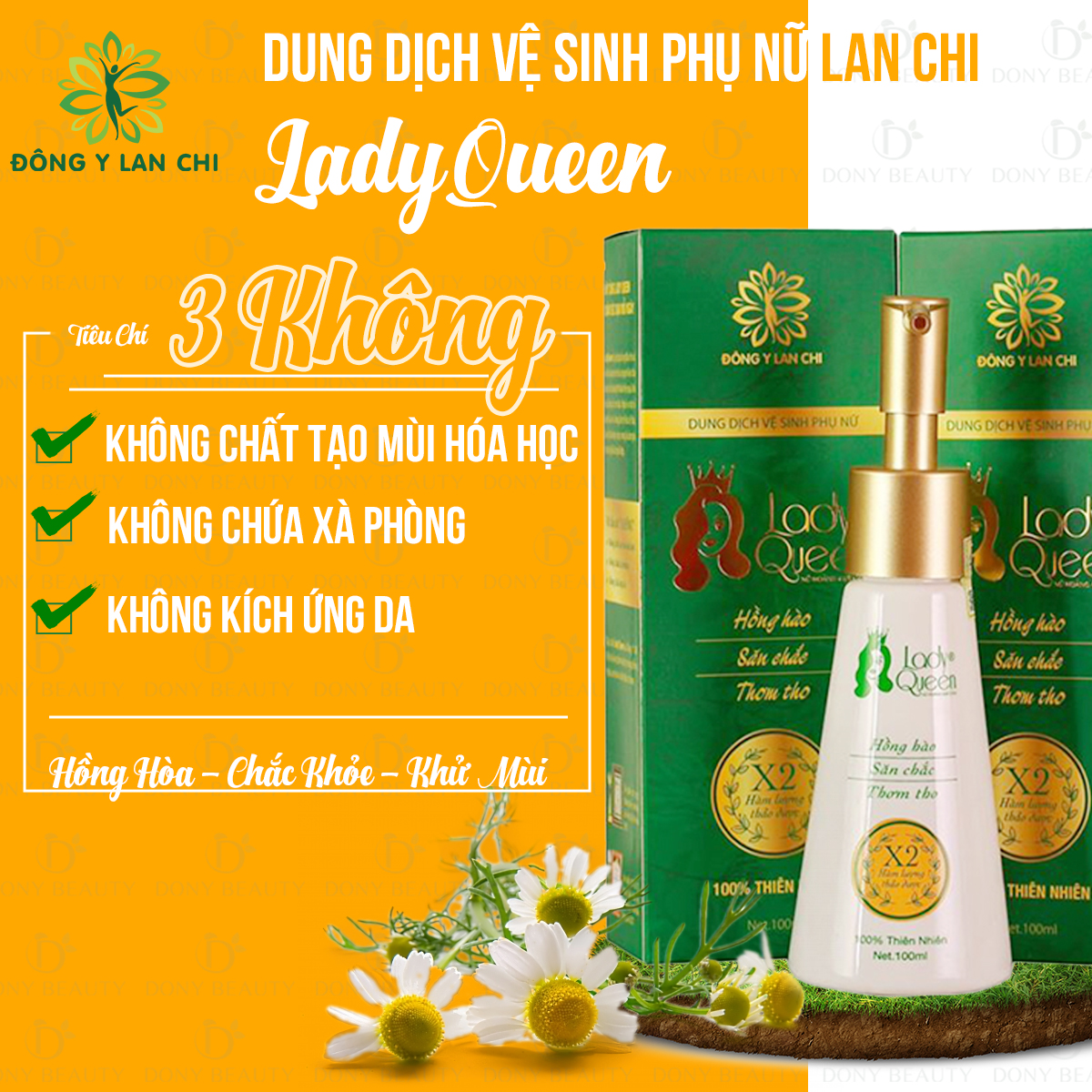 Dung Dịch Vệ Sinh Nữ Duy Trì Độ PH, Làm Sạch Nhẹ Dịu, Giảm Nấm Ngứa, Khử Mùi Hôi Lady Queen