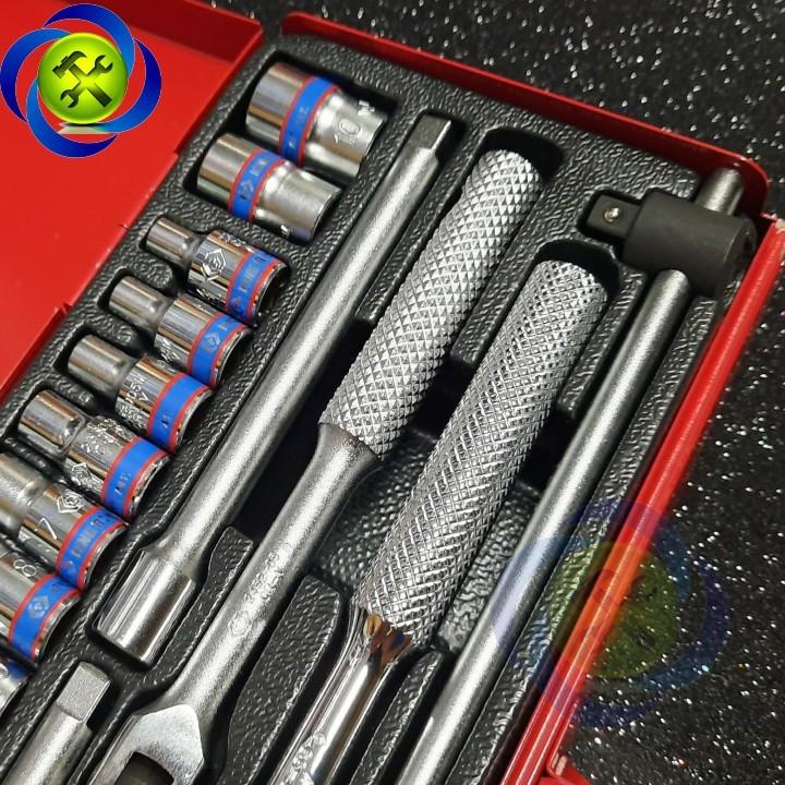 Bộ tuýp 1/4 Kingtony 2019MR03 18 chi tiết loại tuýp 12 cạnh