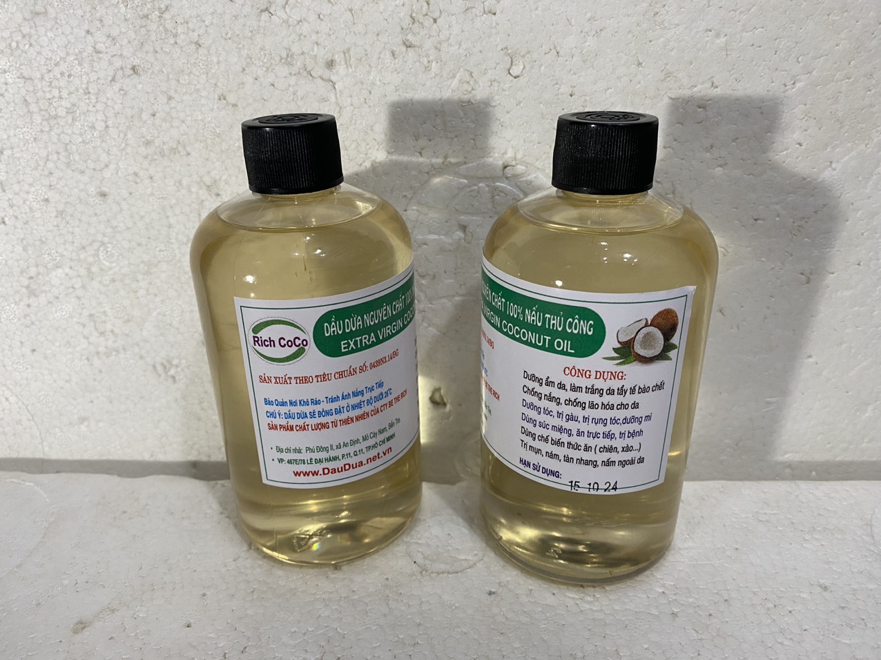 DẦU DỪA 100% NGUYÊN CHẤT BẾN TRE - NẤU THỦ CÔNG – RICH COCO - EXTRA VIRGIN COCONUT OIL - CHAI 500ml