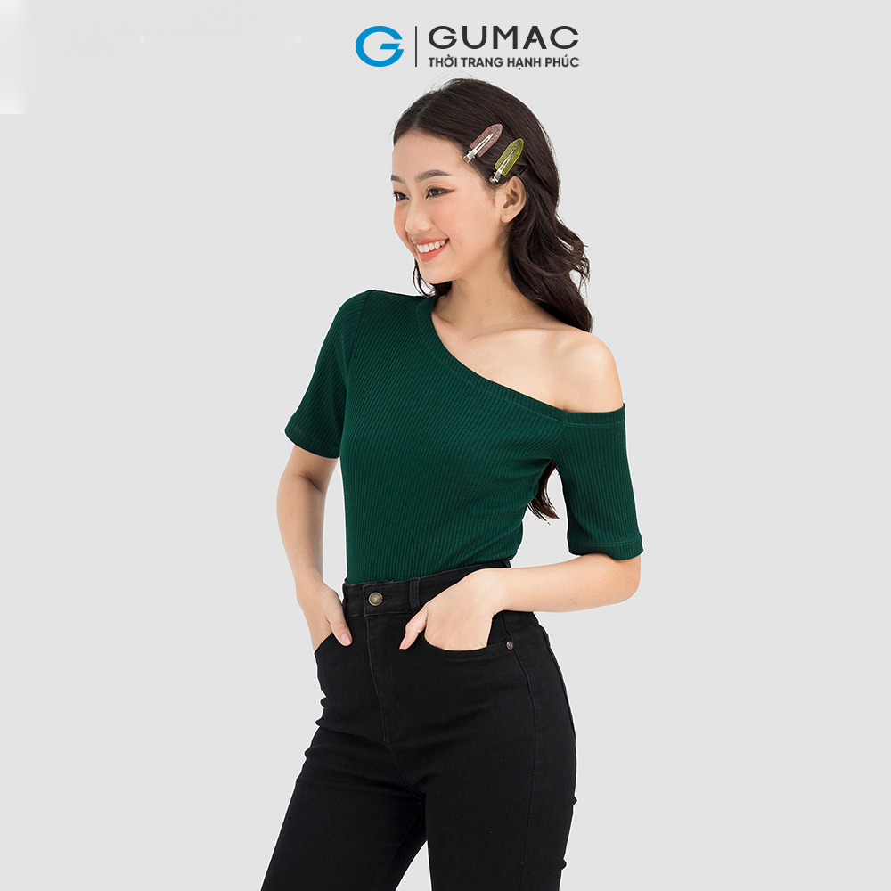 Áo thun nữ GUMAC LAT0816 kiểu slim hở 1 bên vai