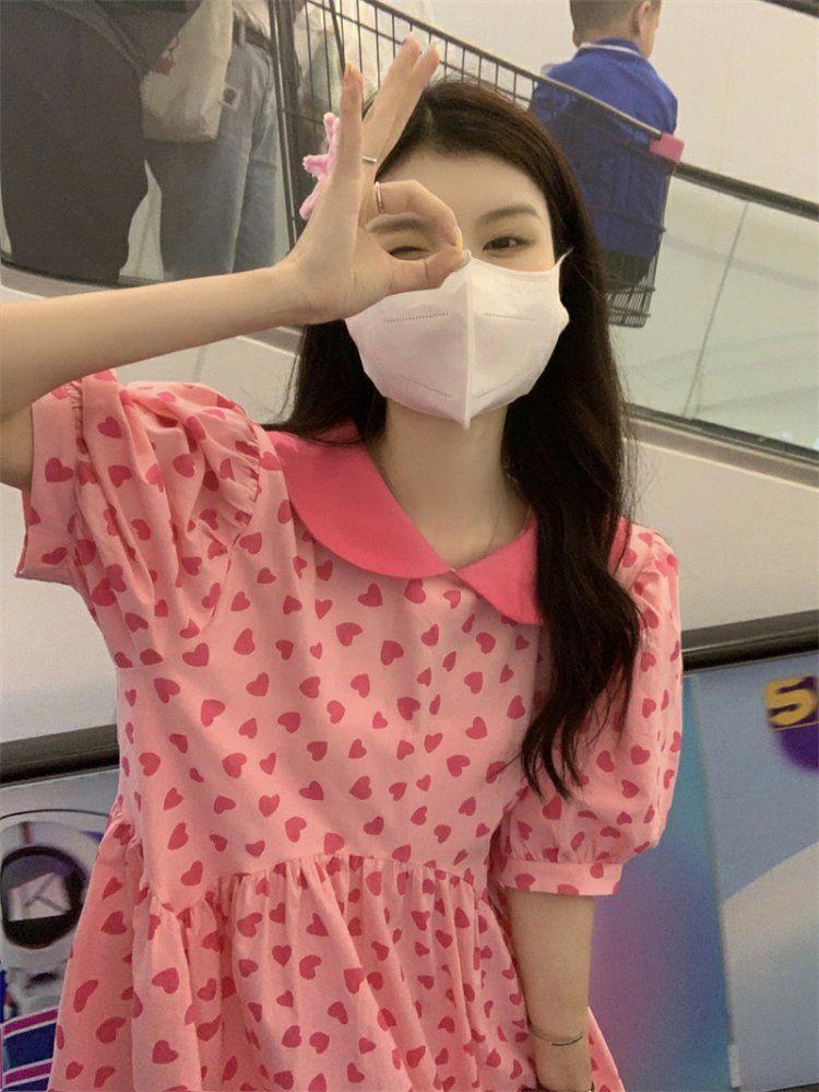 CHENGRUI Váy cổ búp bê Pháp cho nữ mùa hè 2023 đầm dài thắt lưng mỏng sinh viên ngọt ngào dịu dàng váy gió