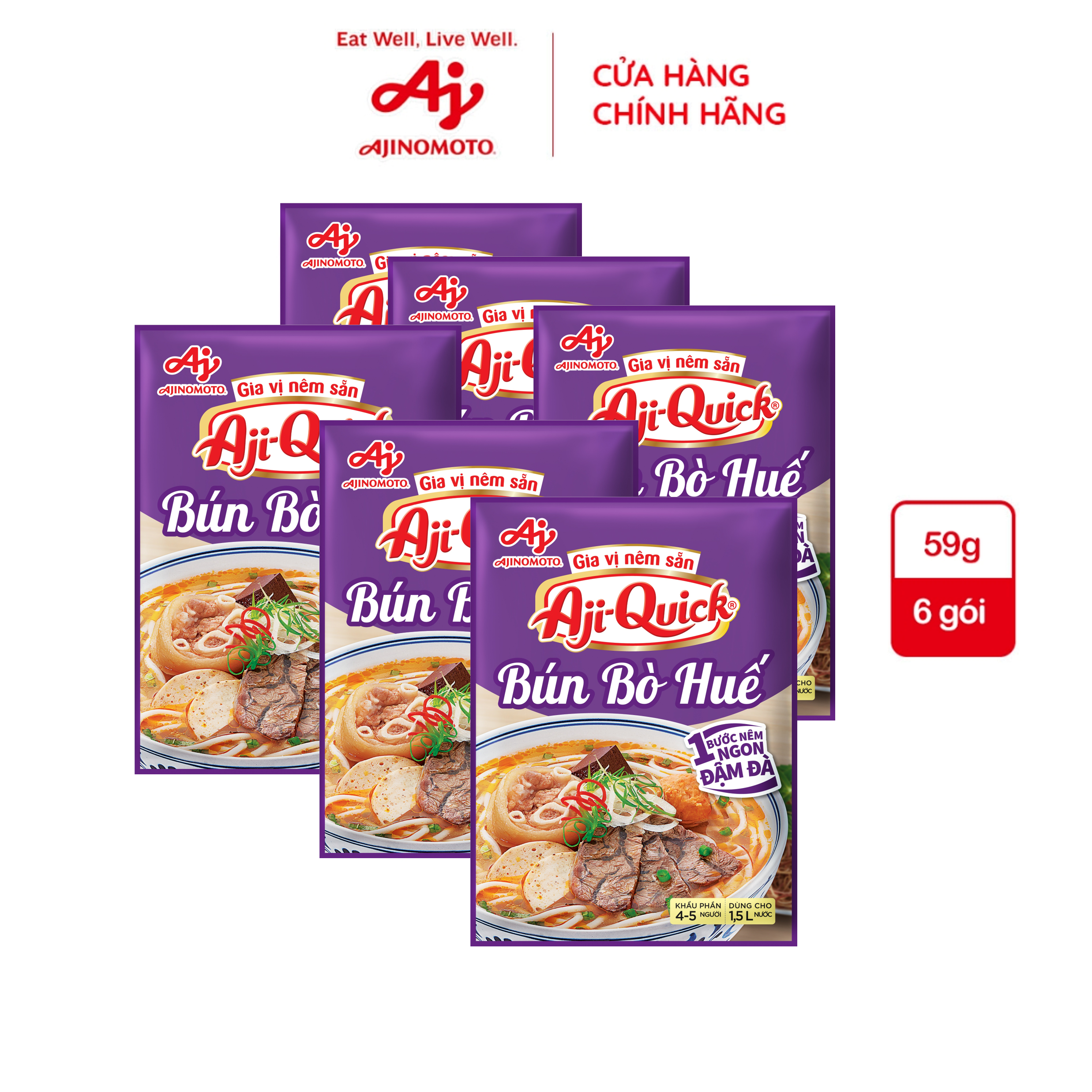 Combo 6 Gói Gia Vị Nêm Sẵn Aji-Quick Bún Bò Huế 59gGói