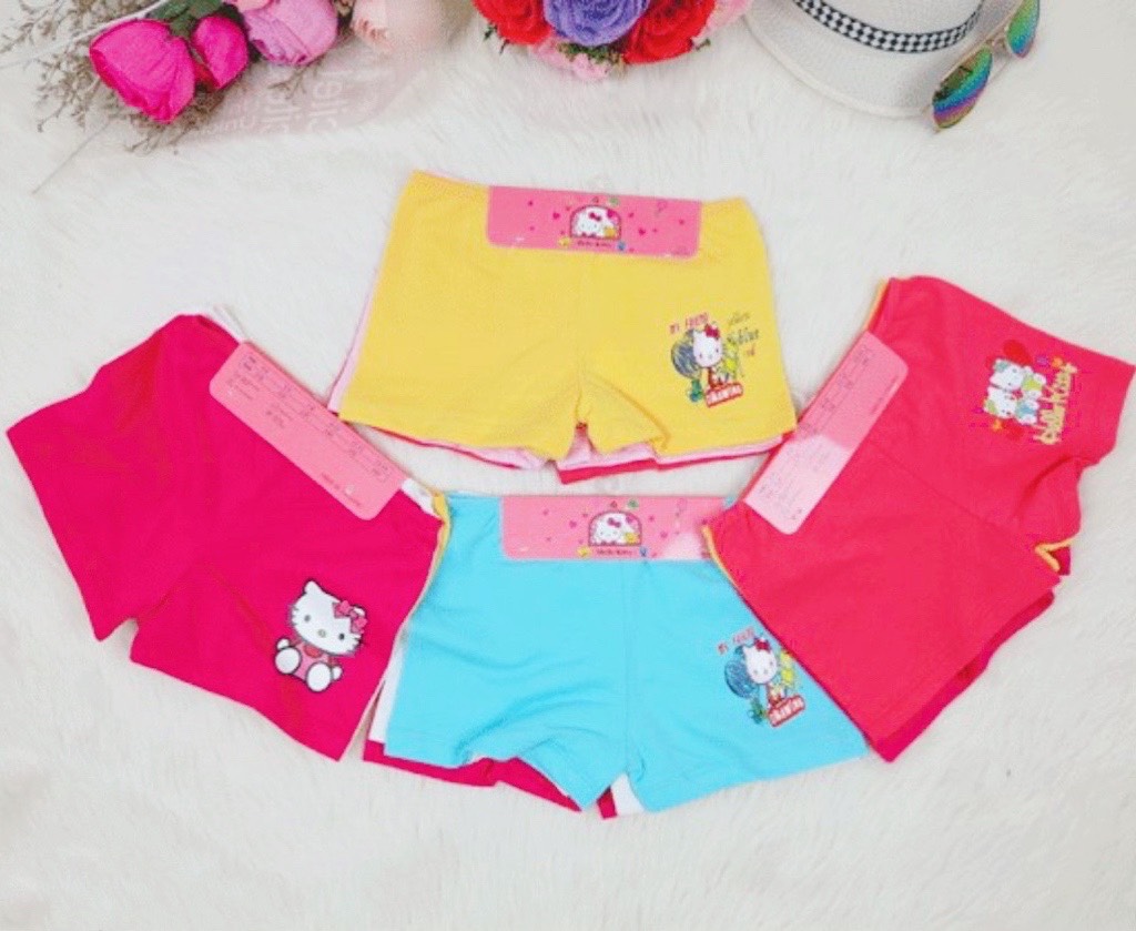 (Sỉ 6)Bộ 3 Quần Chip Đùi 10-20kg Hello Kitty Đủ Màu Thun Cotton 4 Chiều Thun Tốt Quần Bé Gái