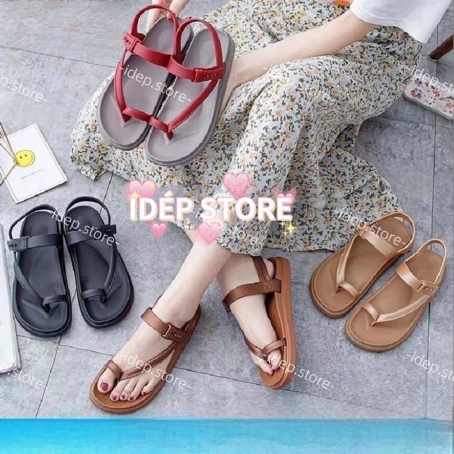 Giày sandal nữ xỏ ngón chéo Ulzzang quai nhựa mềm đế cao su đi mưa chống trơn siêu bền iDÉP- GL084