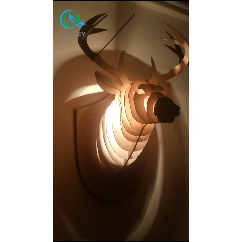 Đèn Gỗ Trang Trí Treo Tường Đầu Hươu 3D
