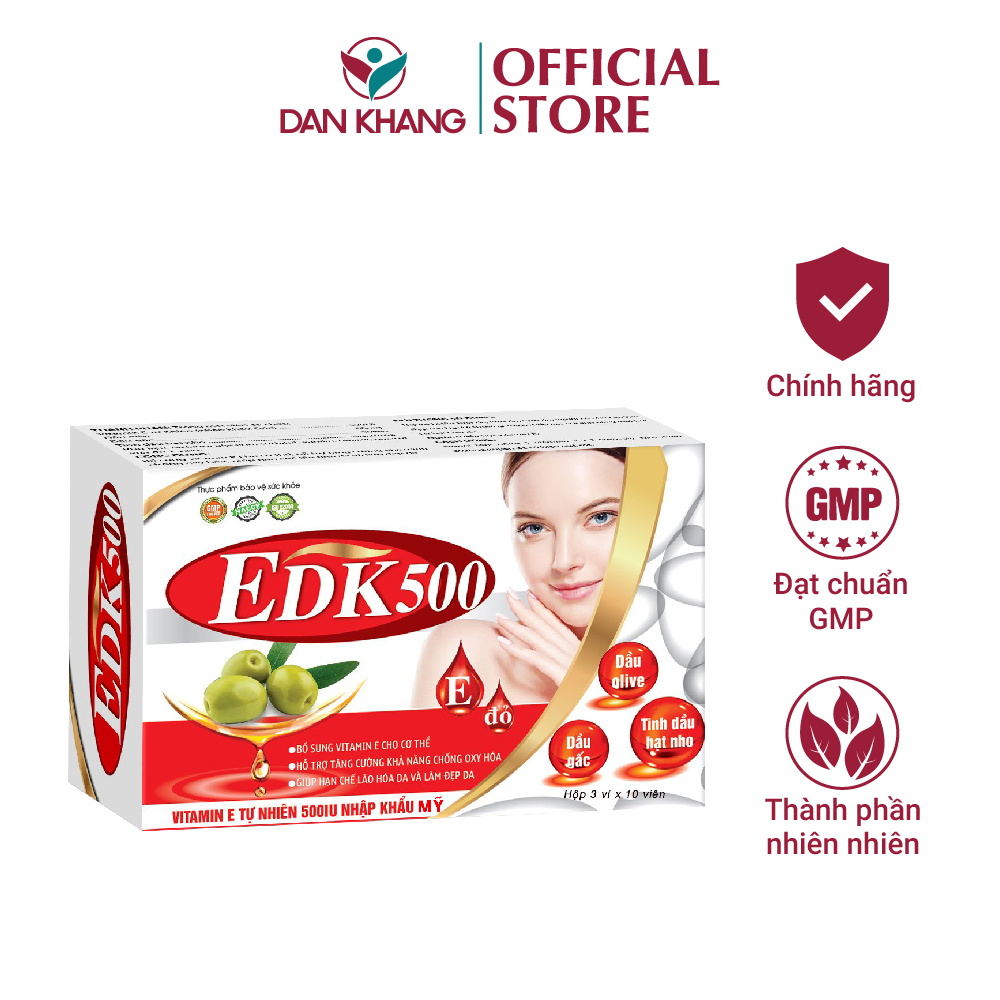 Viên Uống Bổ Sung Vitamin E EDK500 - Giúp Tăng Cường Chống Oxy Hóa, Trẻ Hóa Và Làm Đẹp Da