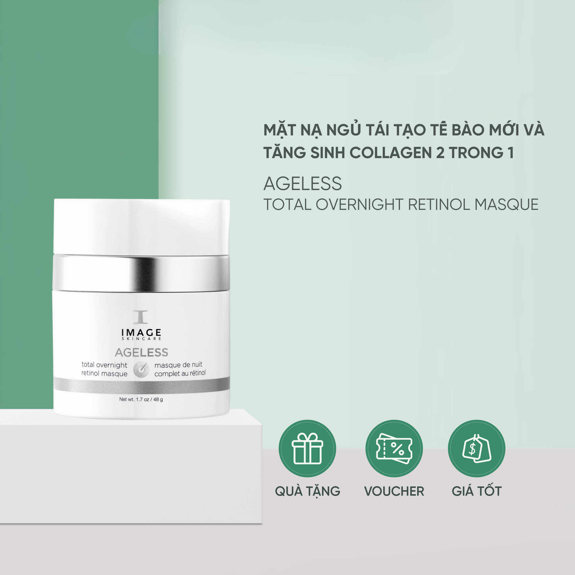 Mặt Nạ Ngủ Tái Tạo Tế Bào Mới Và Tăng Sinh Collagen 2 Trong 1 - AGELESS Total Overnight Retinol Masque 48g