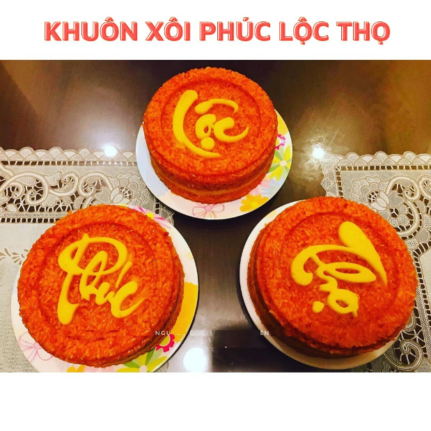 Bộ Khuôn Xôi Phúc Lộc Thọ Phát Tài 5 Chi Tiết Sắt Nét Khuôn Tạo Hình Xôi Đẹp Nhựa Cao Cấp