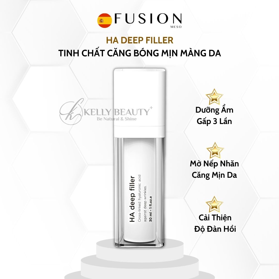 Fusion HA Deep Filler - Tinh Chất Căng Bóng Da; Dưỡng Ẩm Gấp 3 Lần Giúp Mờ Nếp Nhăn, Ngừa Mất Nước - Kelly Beauty