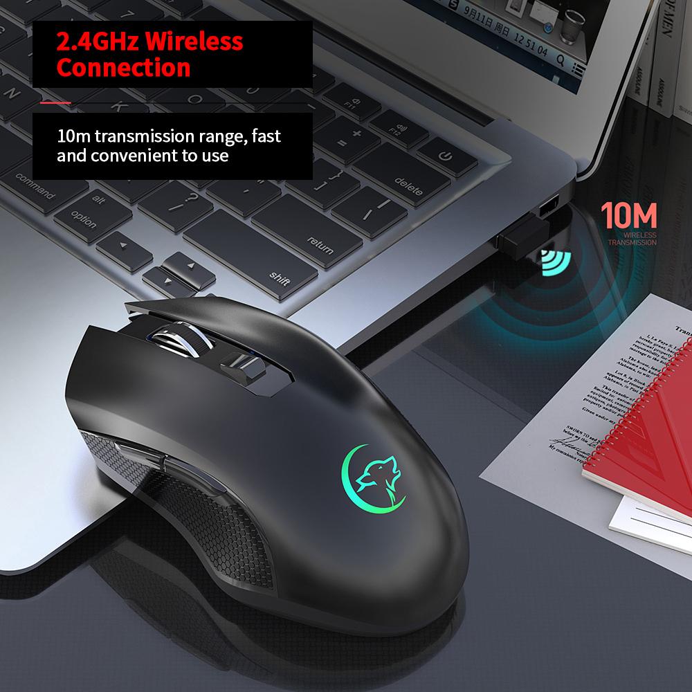 Chuột không dây YWYT G851 2.4GHz có thể sạc lại tiện dụng với hiệu ứng ánh sáng đầy màu sắc