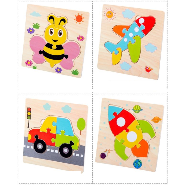 Đồ chơi trí tuệ - Combo 10 Bộ Tranh Ghép Gỗ Nổi - Children's Cartoon  Puzzle Board Toy (Giao ngẫu nhiên)