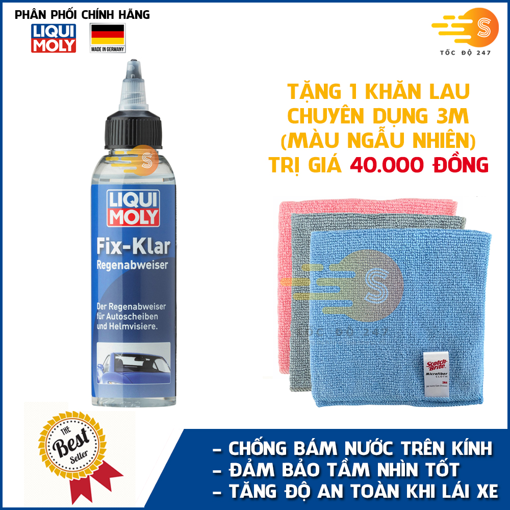 Dung dịch chống bám nước trên kính xe Liqui Moly 1590 - Tặng kèm 1 khăn lau chuyên dụng 3M KL3030