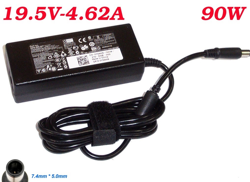 Sạc laptop D.e.l.l 19.5V - 4.62A 90W Chân kim to 7.4mm x 5.0mm - dùng cho laptop Latitude E4310, E6410,E6510,E6420,E6520,E5530, Vostro 3450, 3560, 5460, 5560, E7240, E7440, E7250, E7450 - Hàng chính hãng