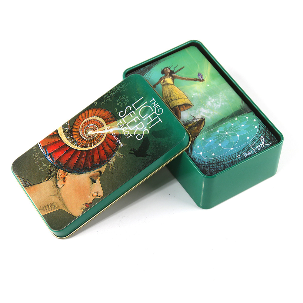 [Mạ Cạnh] Bộ Bài The Light Seer's Tarot Hộp Thiếc Mạ Cạnh Xanh Lá 78 Lá Tặng Link Tiếng Việt Và Đá Thanh Tẩy