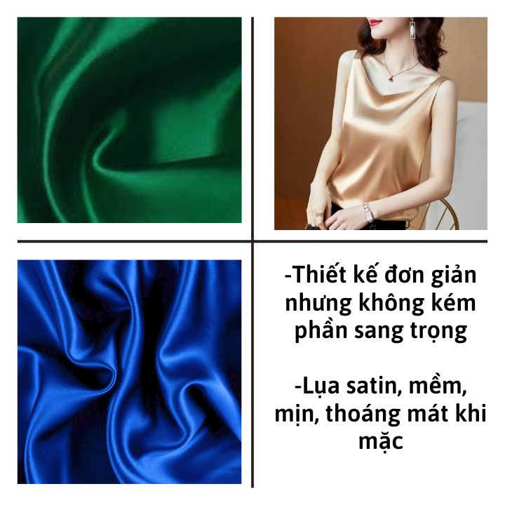 Áo Hai Dây Cổ Tim Mặc Trong Vest blazer kiểu nữ freesize (40-65kg) Vải Lụa Satin Mịn ,Thoáng Mát New  Design AO0003