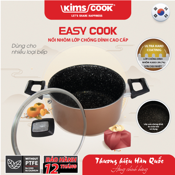 Nồi KIMS COOK Easy Cook 18cm hợp kim nhôm chống dính vân đá