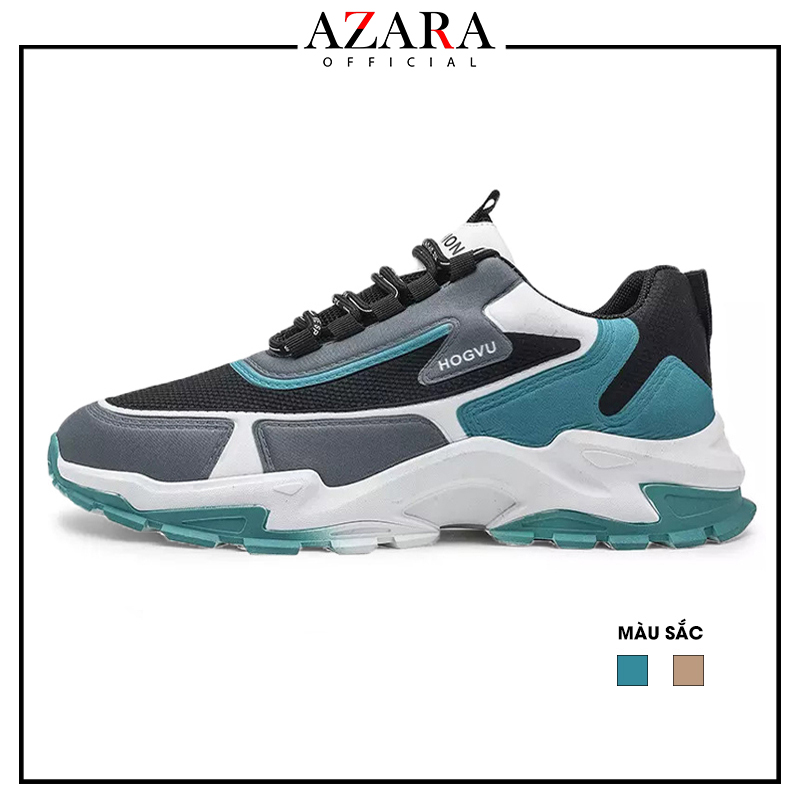 Giày Thể Thao Nam AZARA - Giày Sneaker Màu Xanh - Đen, Đế Xốp Nhẹ, Đàn Hồi Tốt, Giày Nam Đẹp- G5466