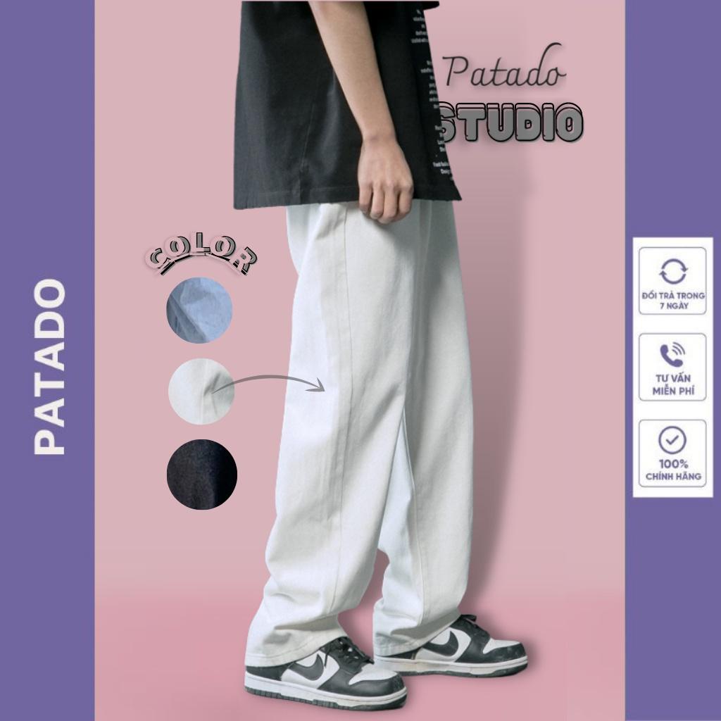 Quần jean nam trắng ống rộng PATADO vải jeans bò cao cấp - Top xu hướng 2022