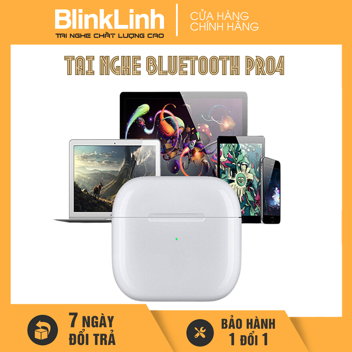 Tai Nghe Bluetooth Pro4 Không Dây chống nước chống ồn, cảm ứng 1 chạm, micro rõ, kết nối nhanh, bắt xa hơn 10m, Định vị, Đổi Tên 