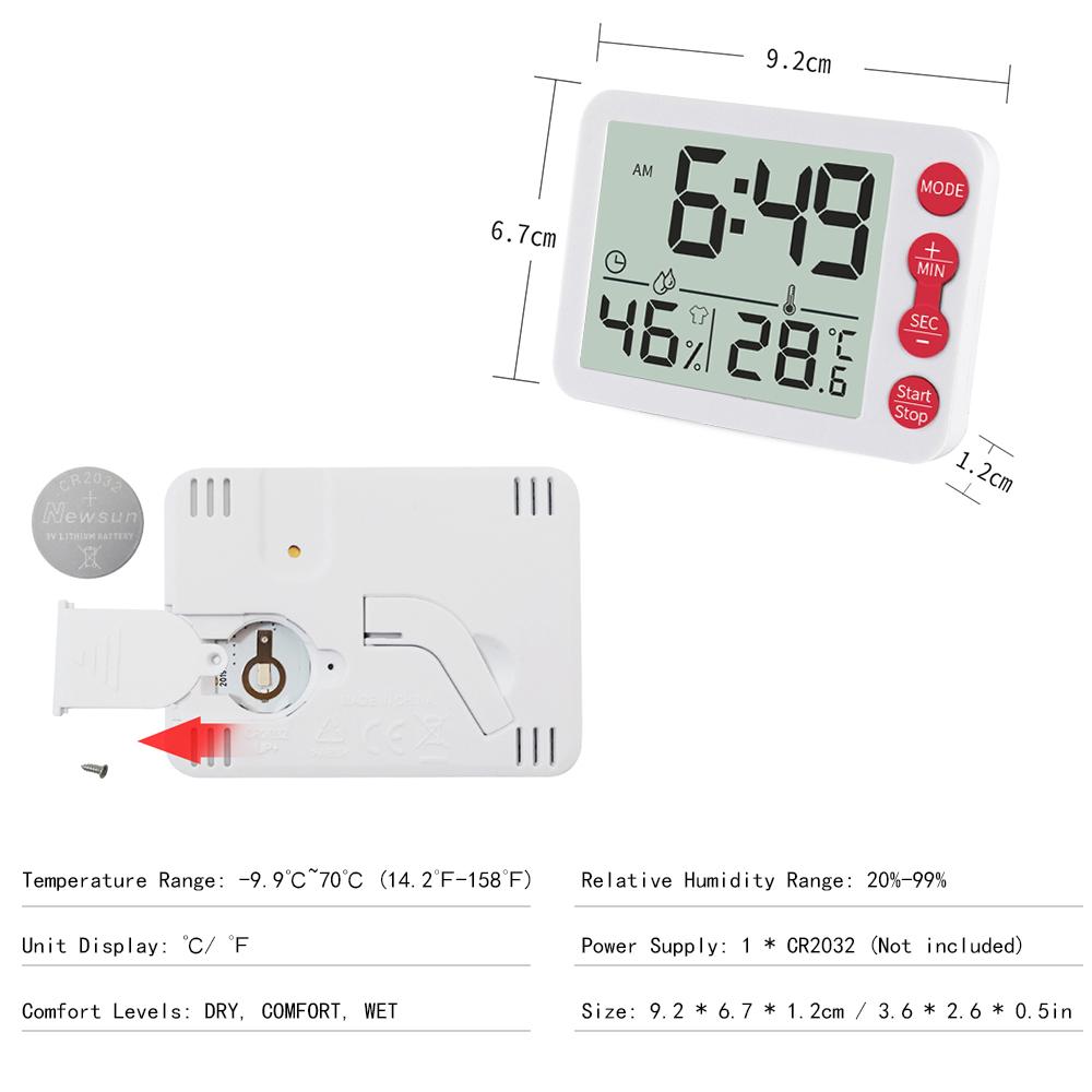Nhiệt kế & ẩm kế kỹ thuật số trong nhà với màn hình LCD