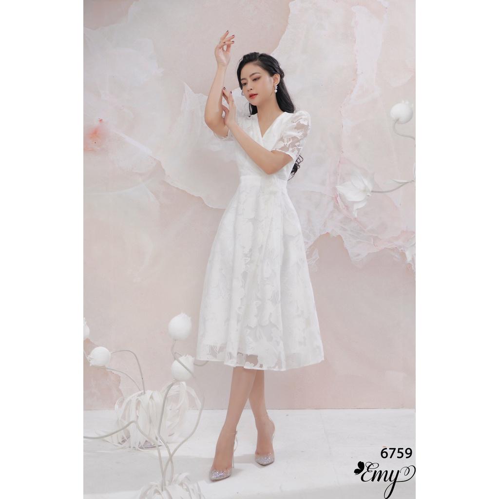 Đầm EMY EM6759 Xoè Ren Trắng