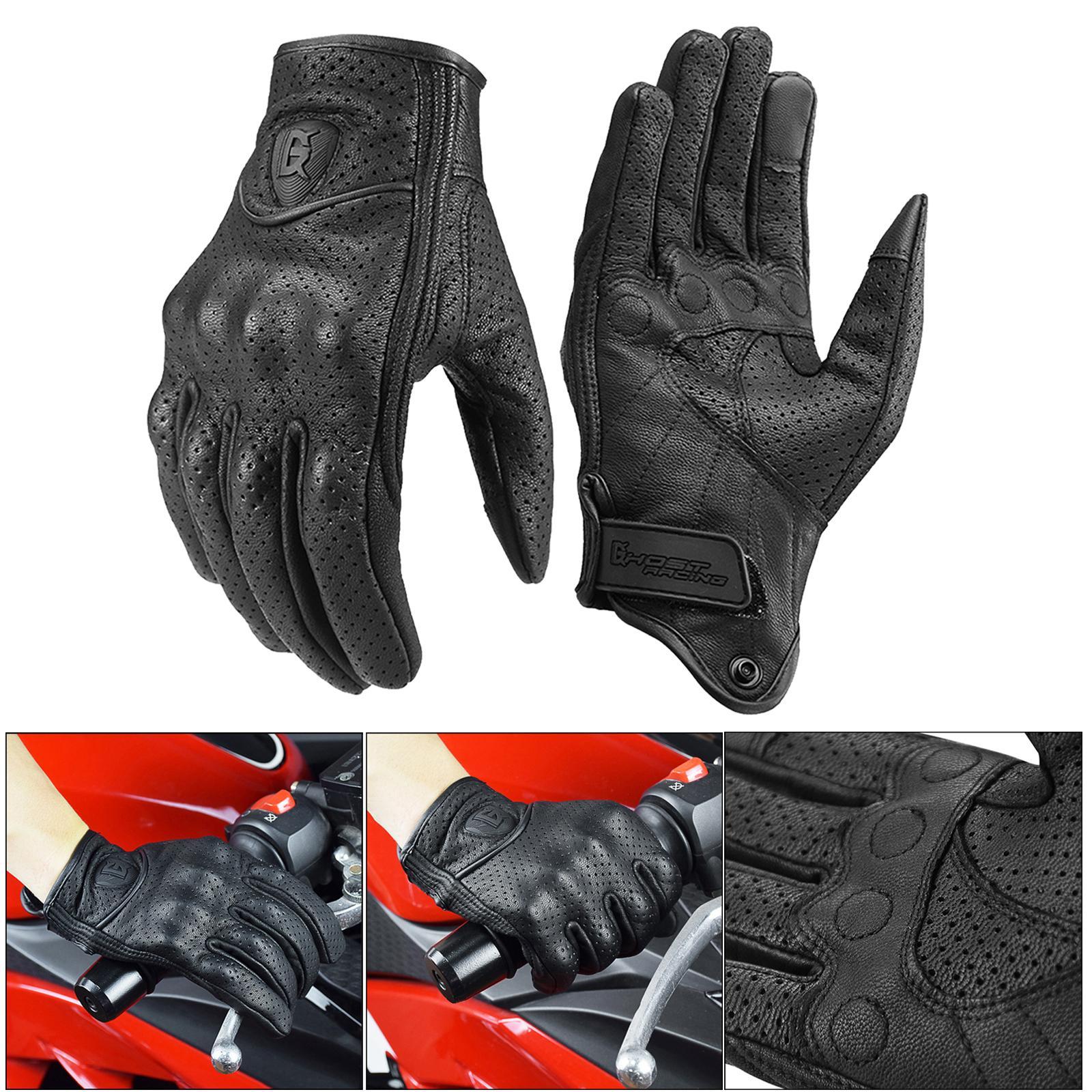 Leather Motorbike Gloves Summer Full Finger Touchscreen for Men Women