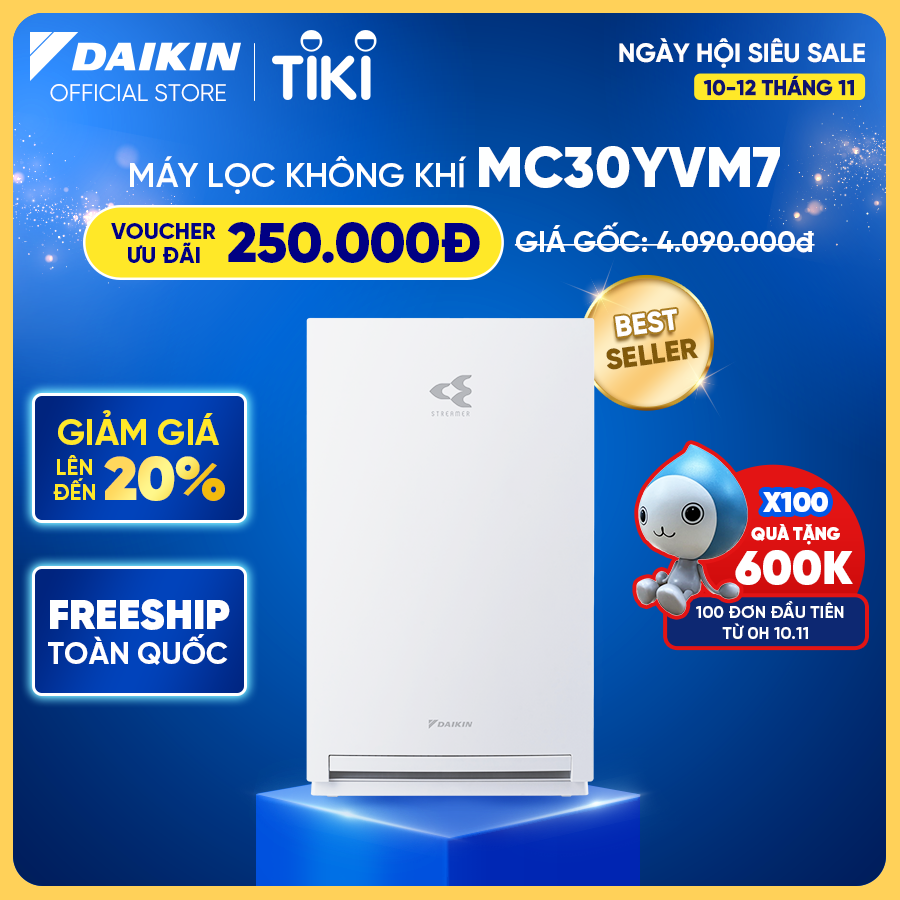 Máy Lọc không khí Daikin MC30YVM7 - Phù hợp phòng 23m2 - Công nghệ Streamer - Hàng chính hãng