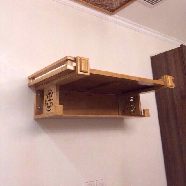 Bàn thờ treo bằng gỗ sồi 107cm kèm chữ, chắn khói