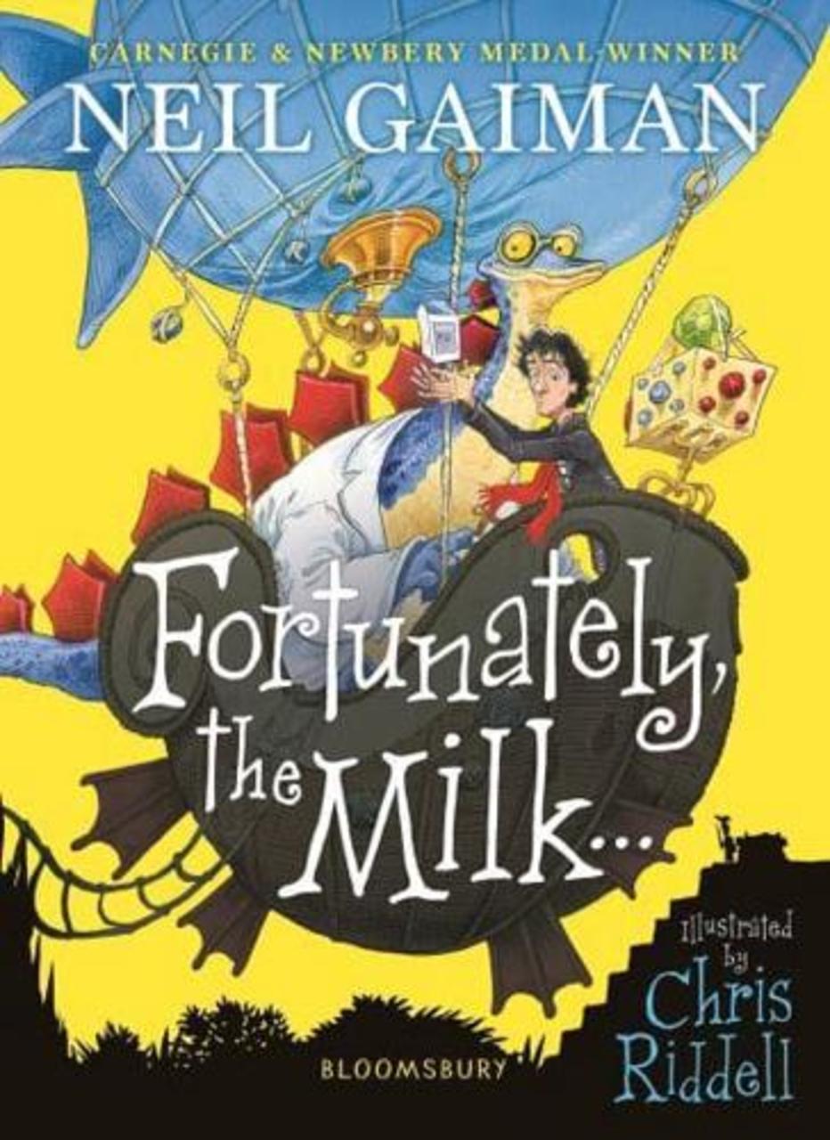 Sách - Fortunately, the Milk... by Neil Gaiman (author),Chris Riddell (illustrator) (UK edition, Paperback)